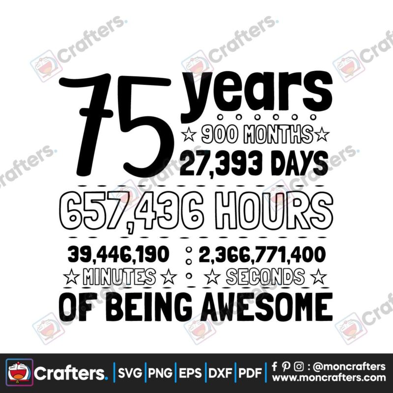75 Years of Being Awesome SVG, 75 Years Old Svg