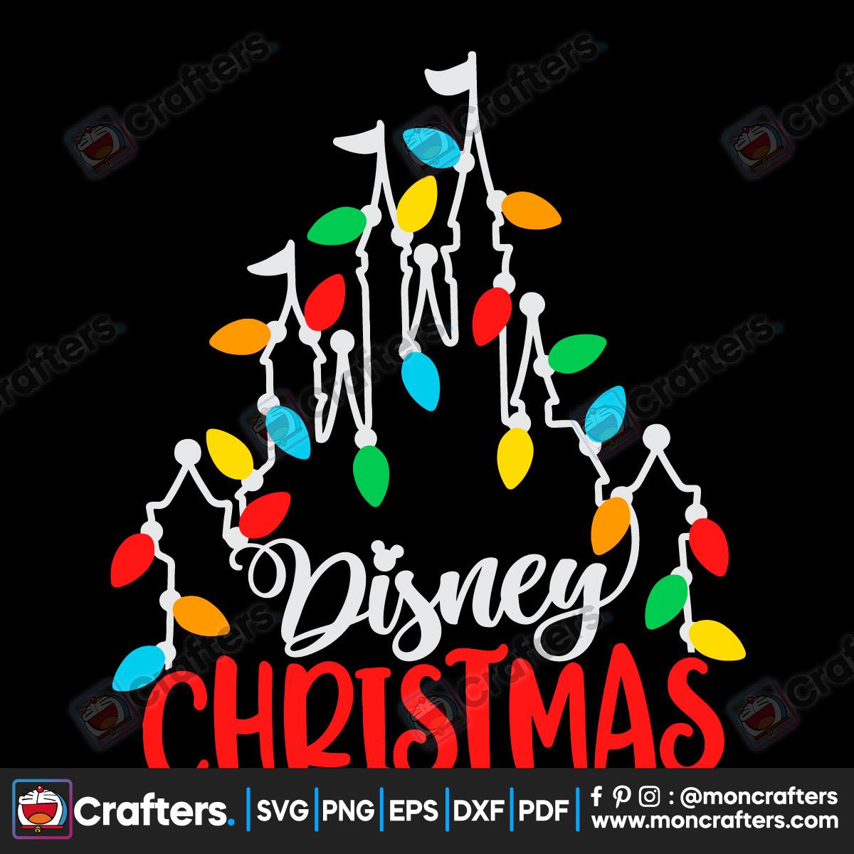 Disney Christmas Svg, Disney Xmas Lights Castle Svg