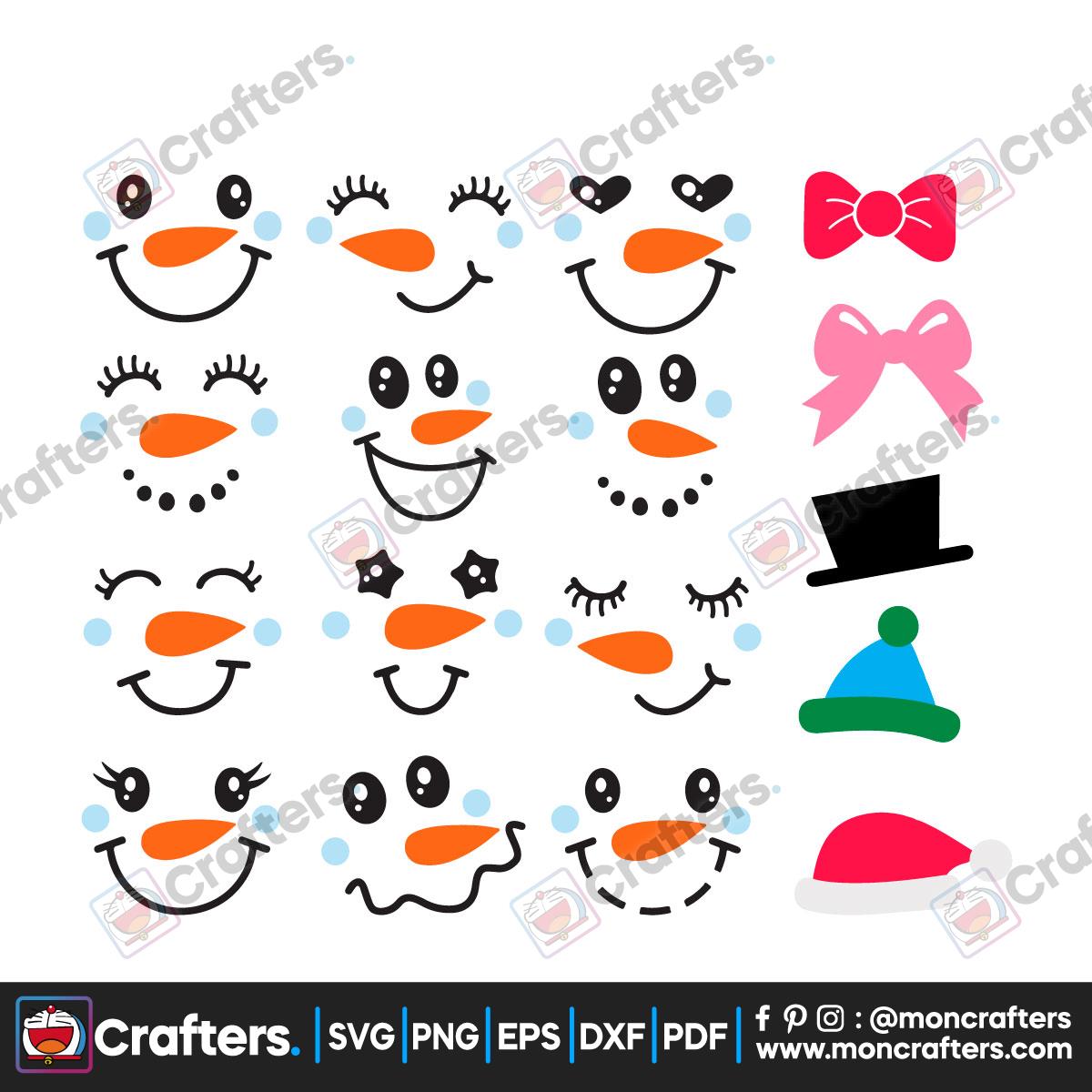 Snowman Faces Svg, Christmas Snowman Svg