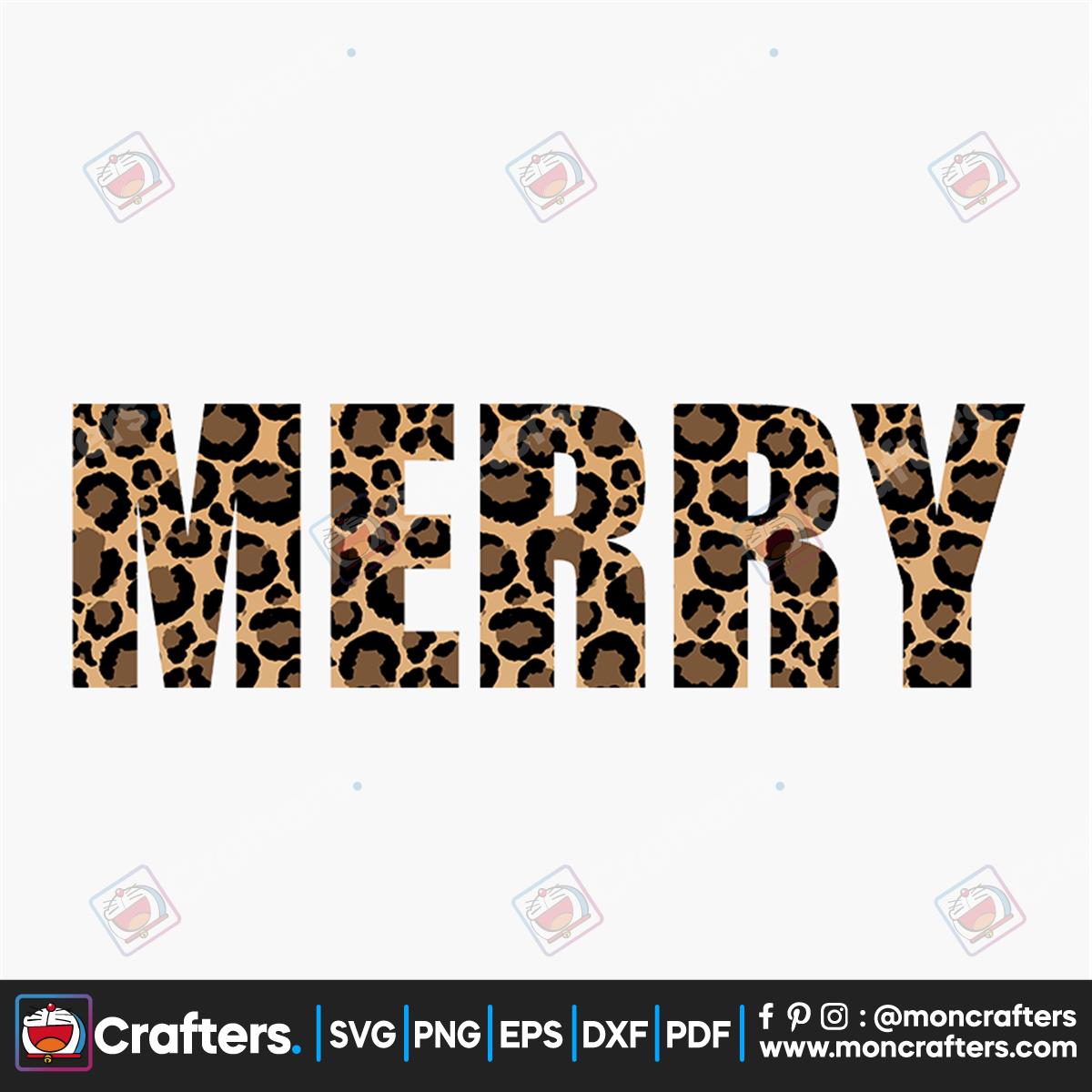 Leopard Merry Christmas Animal Print Svg Instant Download