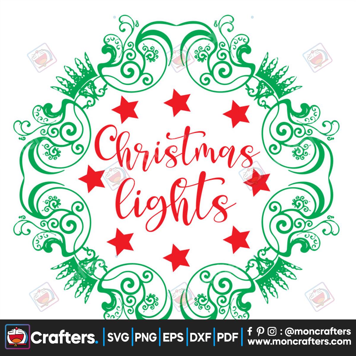 Christmas Lights Laurel Wreath Svg Instant Download