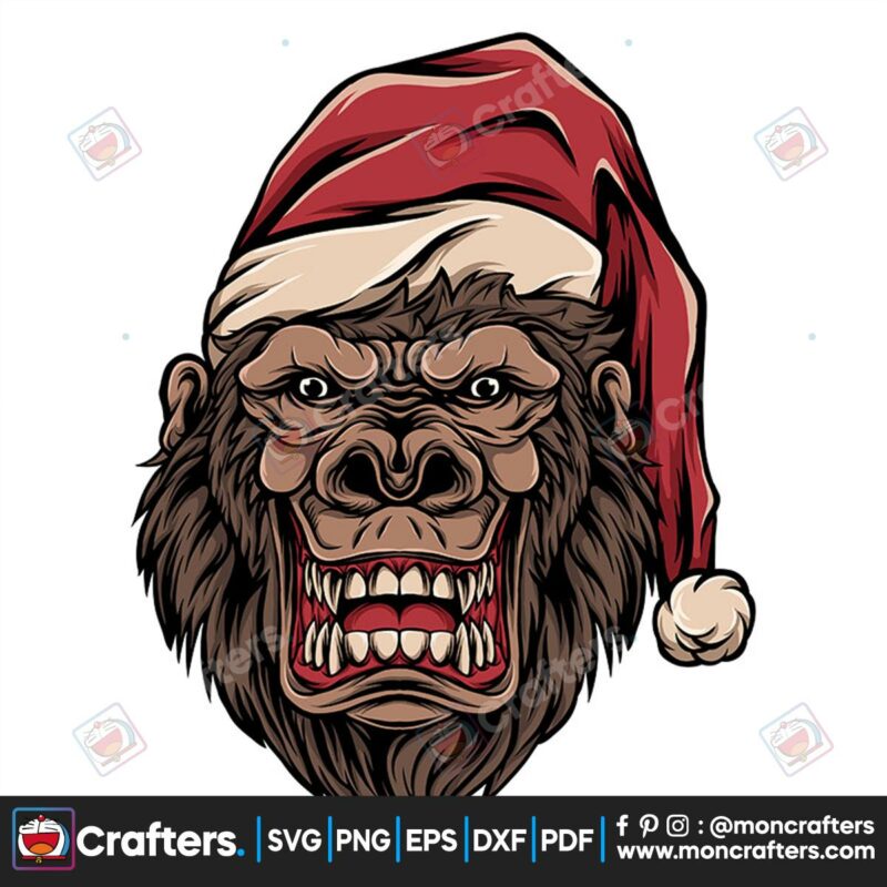 gorilla-wearing-christmas-hat-svg-christmas-svg-gorilla-face-svg