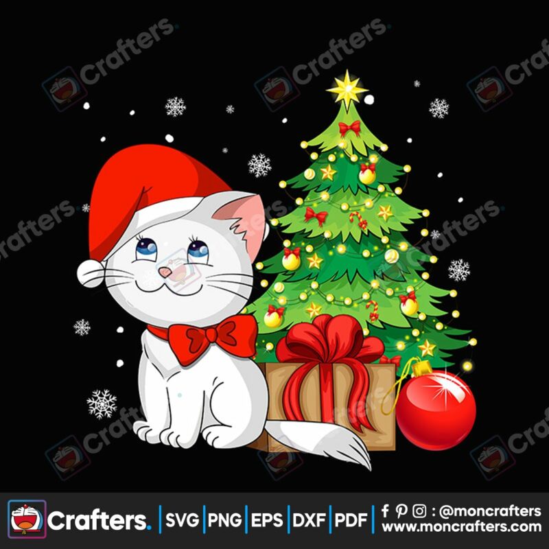 white-cat-and-christmas-tree-svg-christmas-svg-white-cat-svg