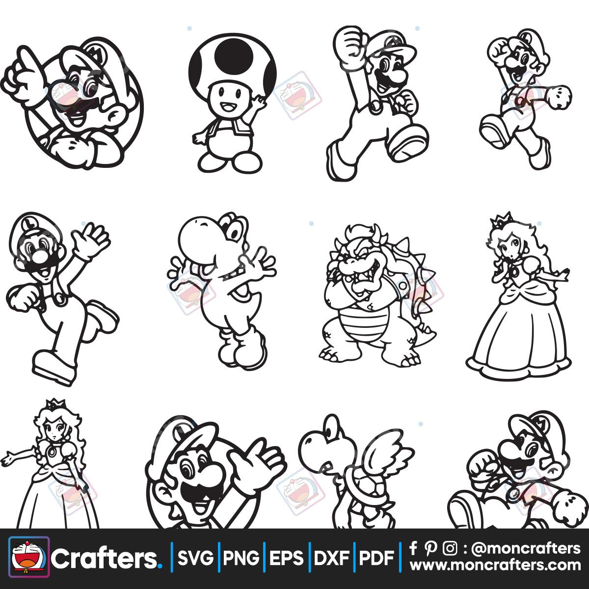 Super Mario Characters Nintendo Svg Instant Download Instant Download