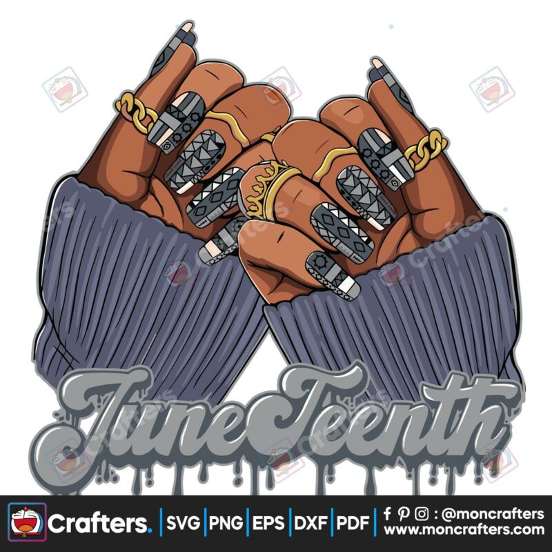 juneteenth-nail-black-woman-happy-juneteenth-day-png