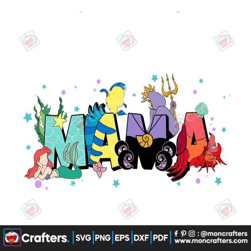the-little-mermaid-disney-mama-png-sublimation-design
