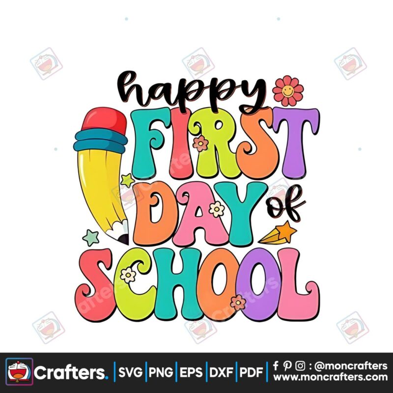 happy-retro-floral-first-day-of-school-png-silhouette-file