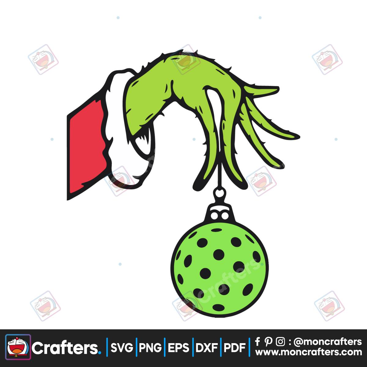 Funny Christmas Pickleball Grinch Hand SVG Instant Download Instant ...