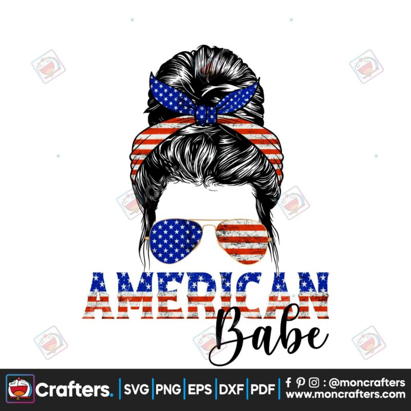 american-babe-messy-bun-png-4th-of-july-bun-mom-png-file