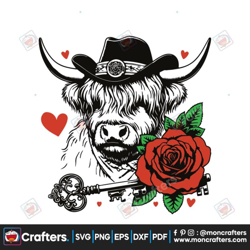 highland-cow-rose-valentine-svg