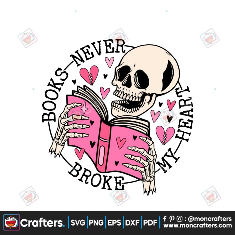 books-never-broke-my-heart-skeleton-svg