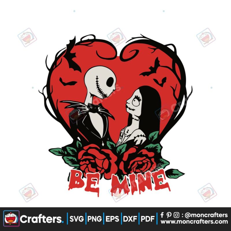 jack-and-sally-be-mine-floral-heart-svg