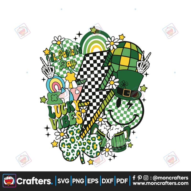 retro-st-patricks-day-lucky-vibes-lightning-bolt-svg