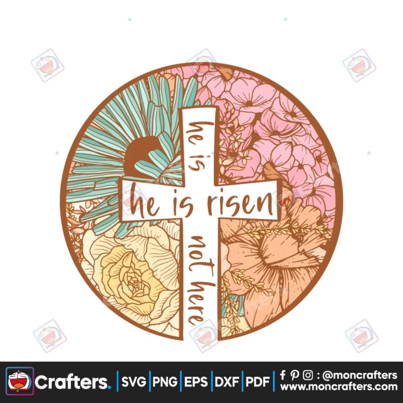 he-is-risen-floral-christian-svg