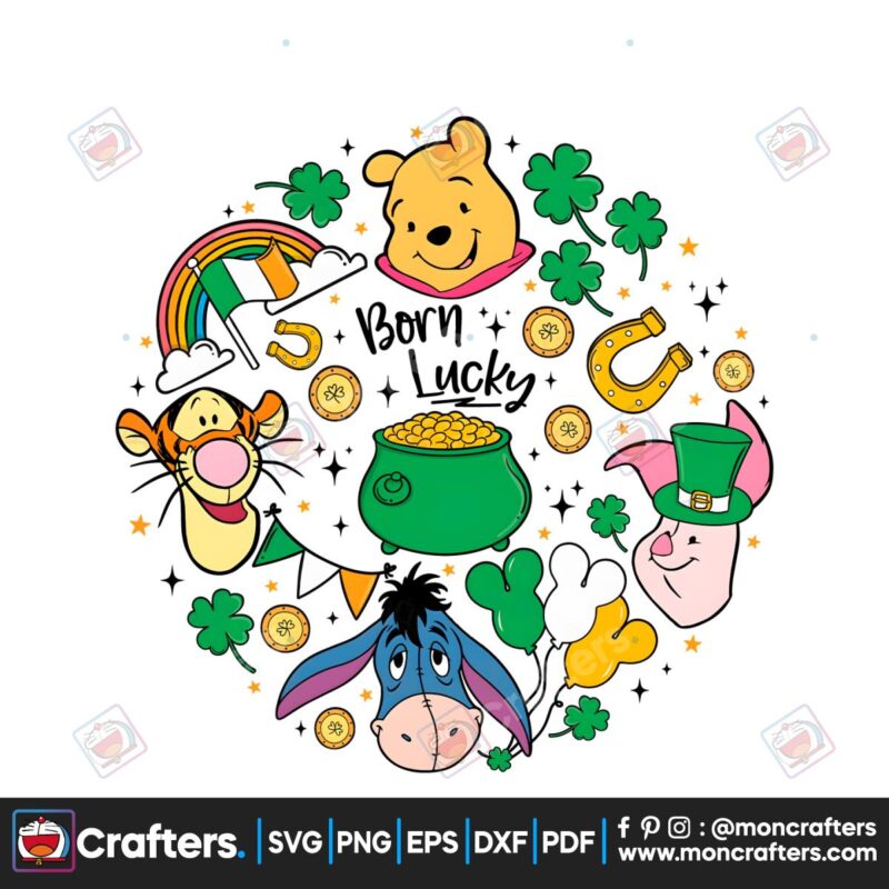 born-lucky-winnie-the-pooh-st-patricks-day-png