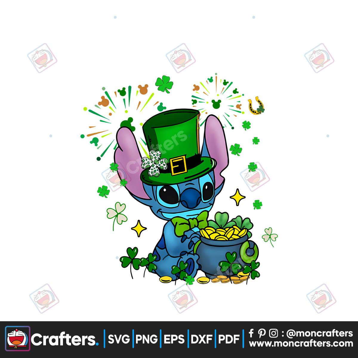 Lucky Stitch St Patricks Day PNG Instant Download