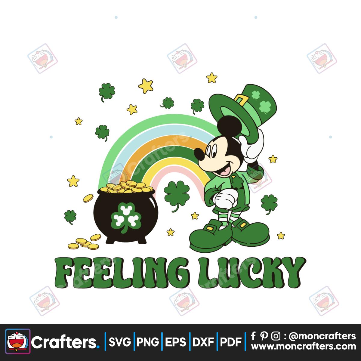 Mickey Feeling Lucky St Patricks Day Svg