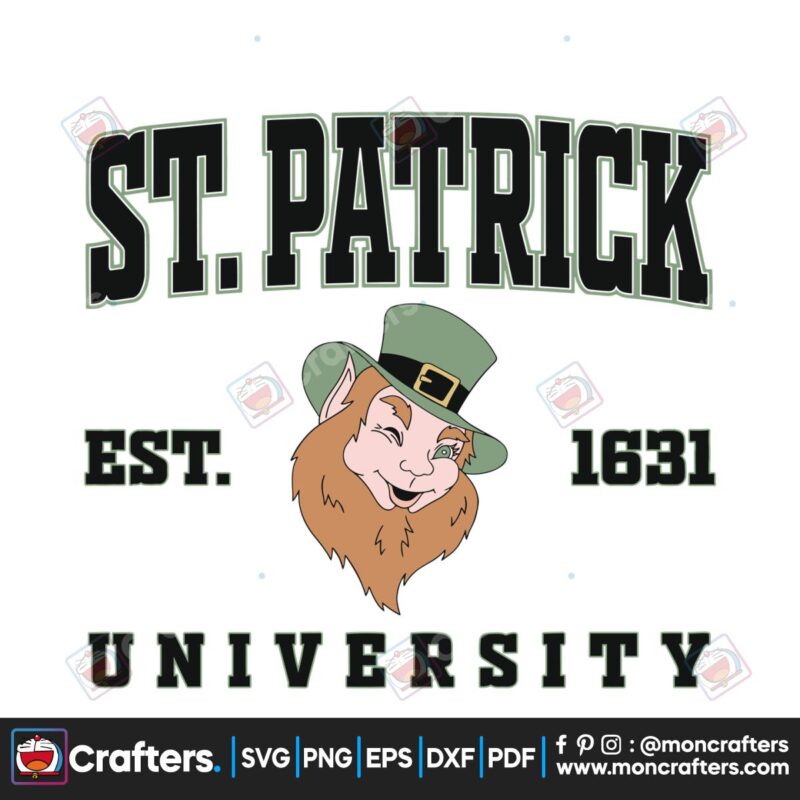 leprechaun-st-patricks-university-est-1631-svg