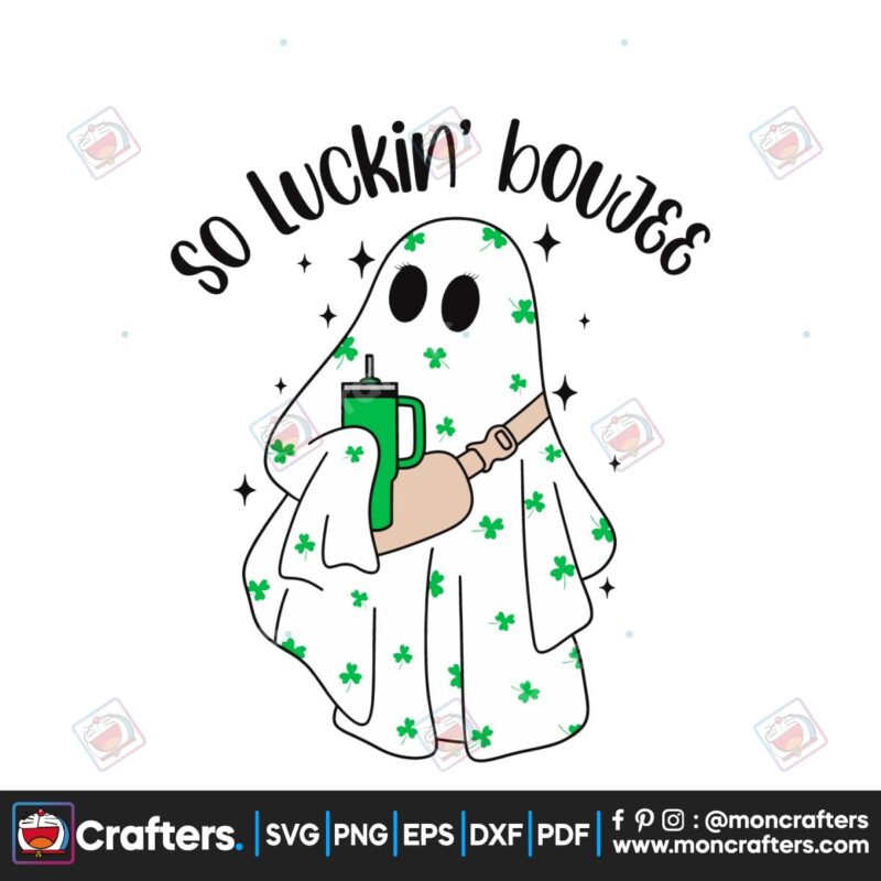 so-luckin-boujee-cute-ghost-shamrock-svg