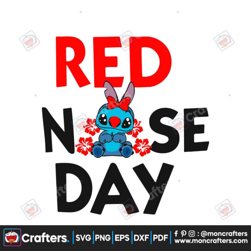 floral-red-nose-day-stitch-fundraising-svg