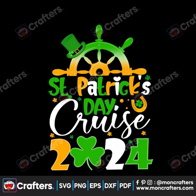retro-st-patricks-day-cruise-2024-lucky-shamrock-png