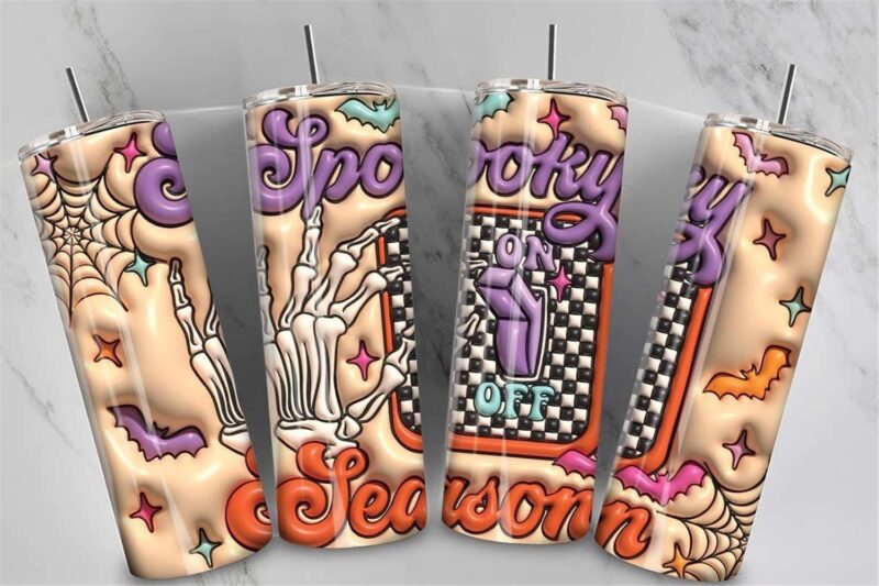 inflated-puff-spooky-skinny-tumbler-instant-download