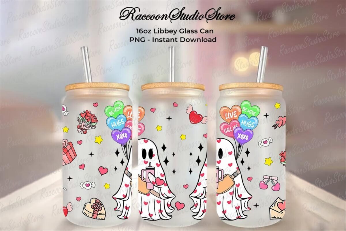 valentine-heart-ghost-16oz-glass-can-wrap-instant-download