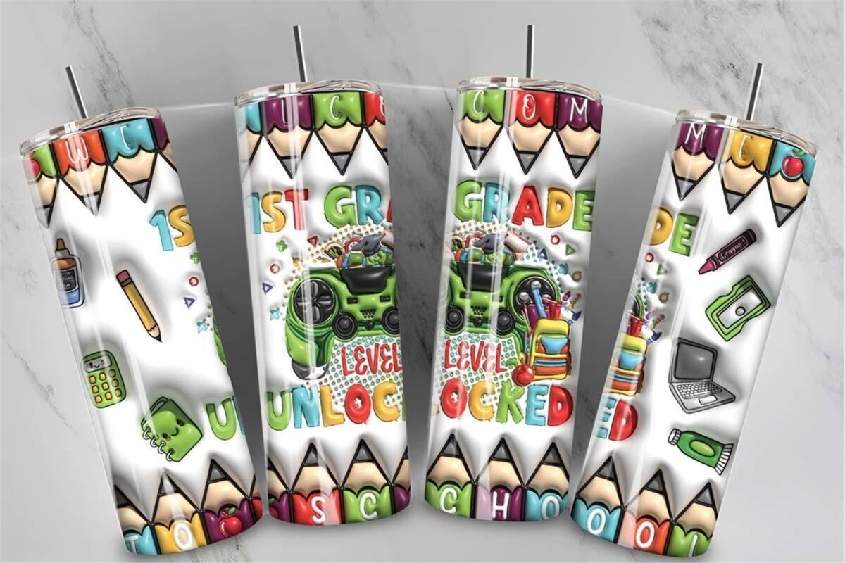 3d-inflated-1st-grade-level-unlocked-tumbler-instant-download