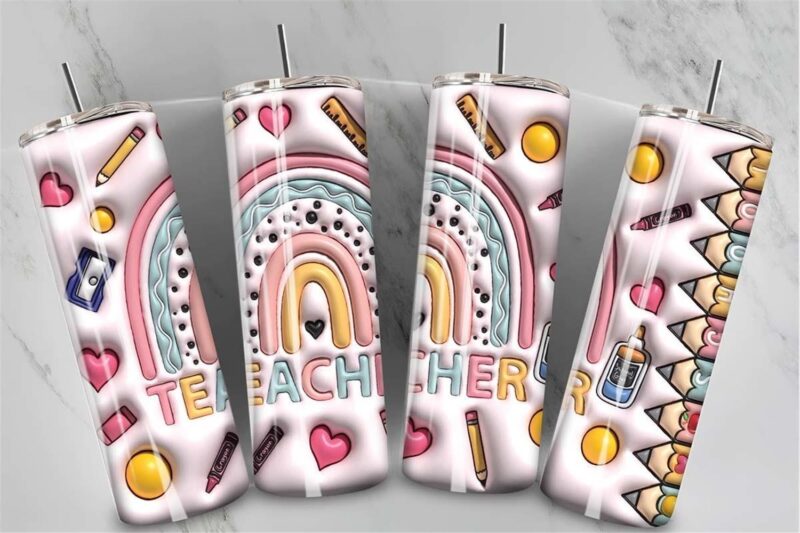 3d-inflated-rainbow-teacher-tumbler-instant-download