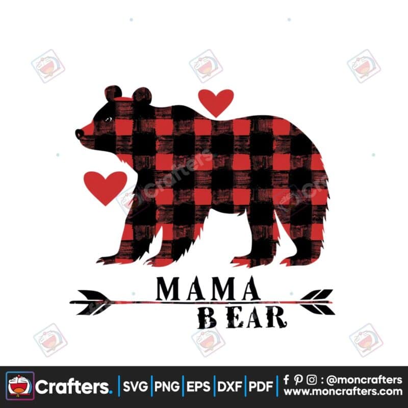 mama-plaid-bear-sublimation-clipart-png