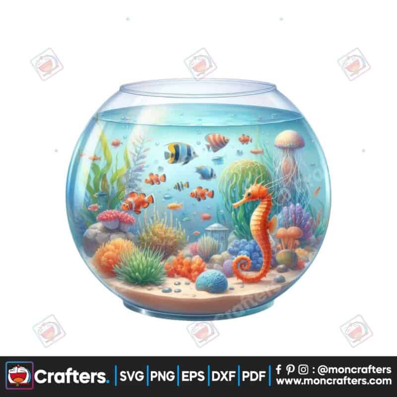 aquarium-watercolor-decor-clipart-png