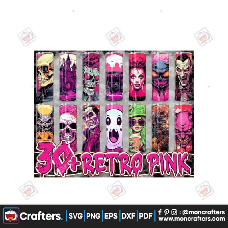 30-3d-pink-retro-halloween-tumbler-instant-download
