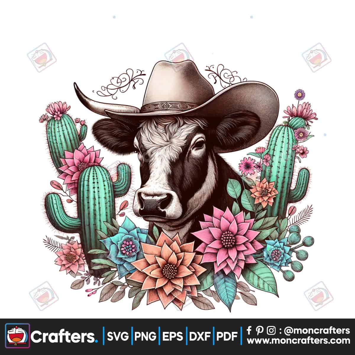 western-cow-watercolor-png-clipart
