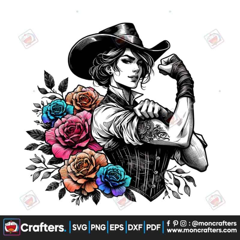 strong-woman-cowgirl-sublimation-png