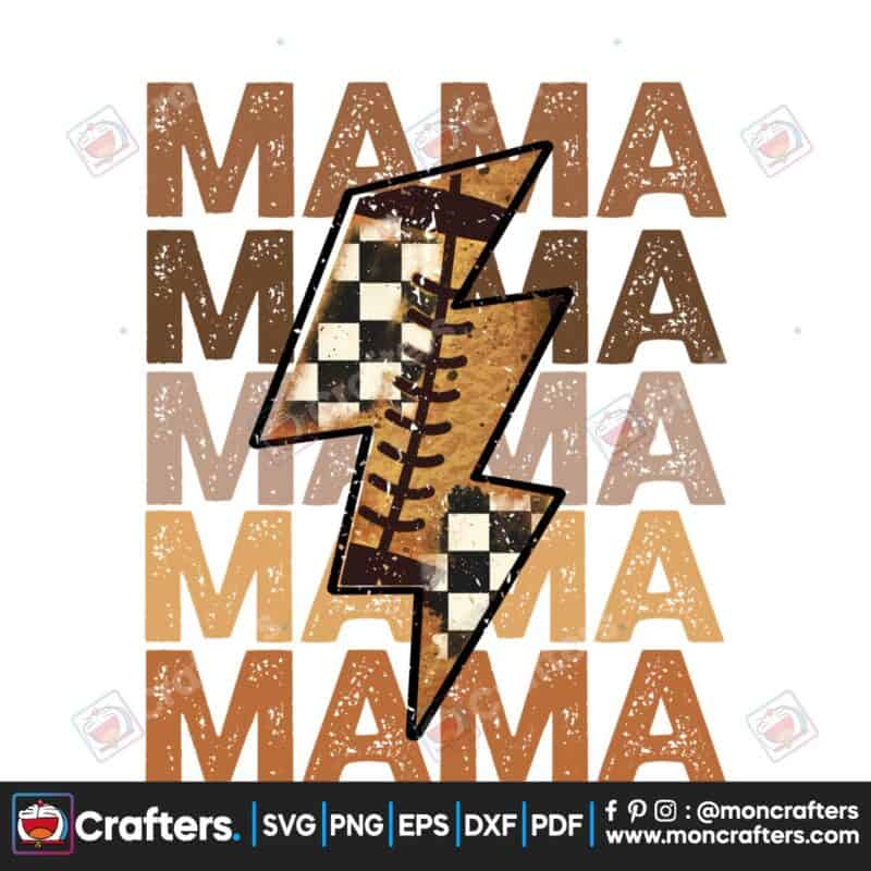 football-mama-stacked-lightning-bolt-png