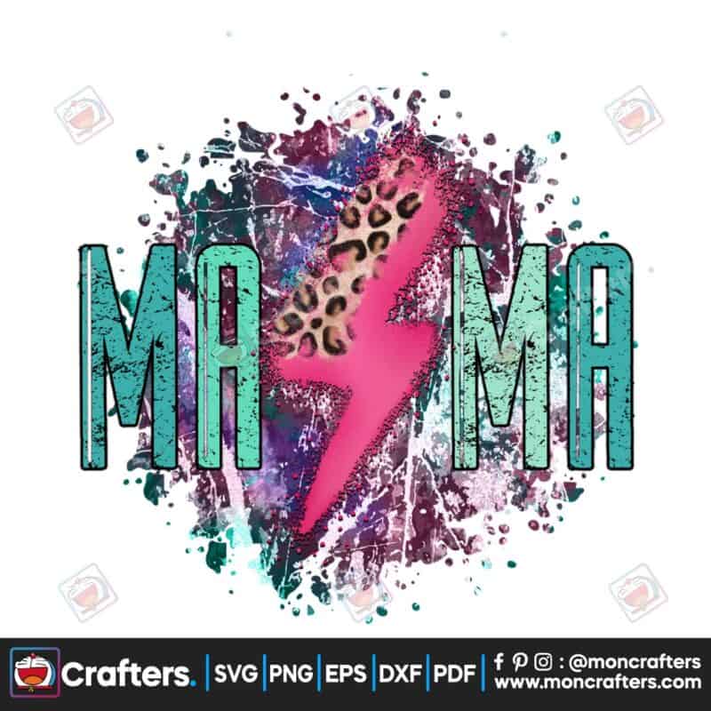 mama-lightning-bolt-pink-grunge-colorful