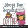 messy-bun-coffee-scrubs-nurse-png