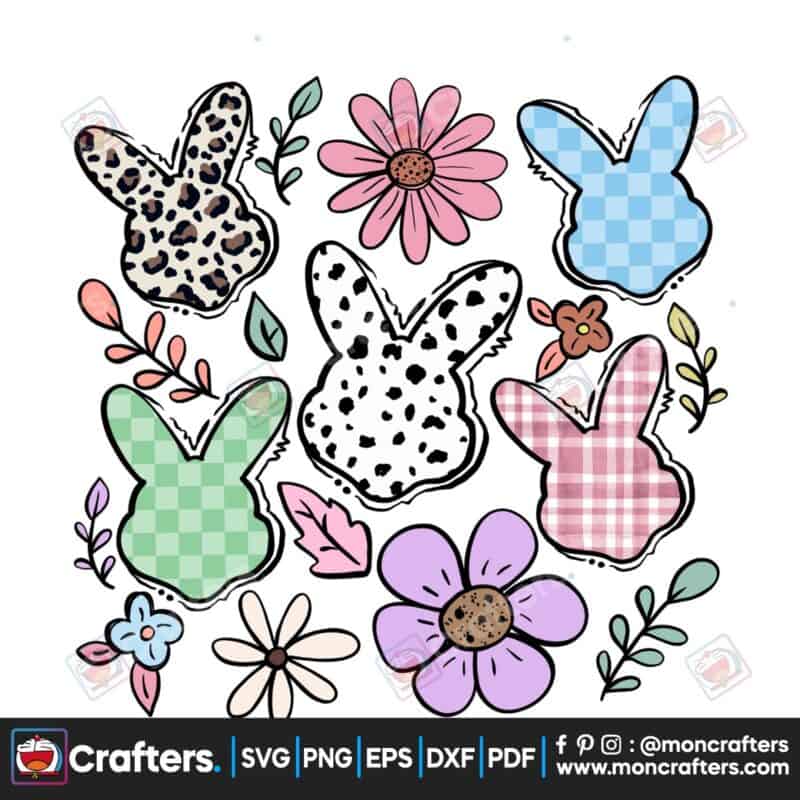 boho-easter-bunny-cute-flowers-retro-png