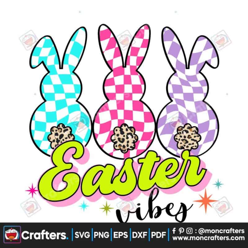 easter-bunny-trio-checkered-colorful-png