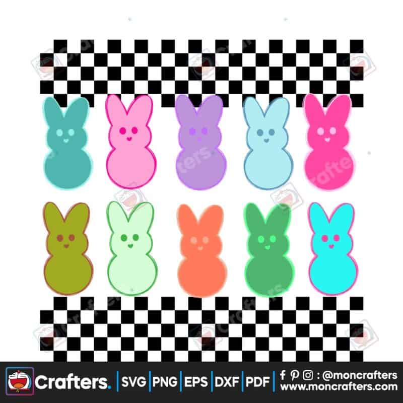 colorful-easter-bunny-checkered-png
