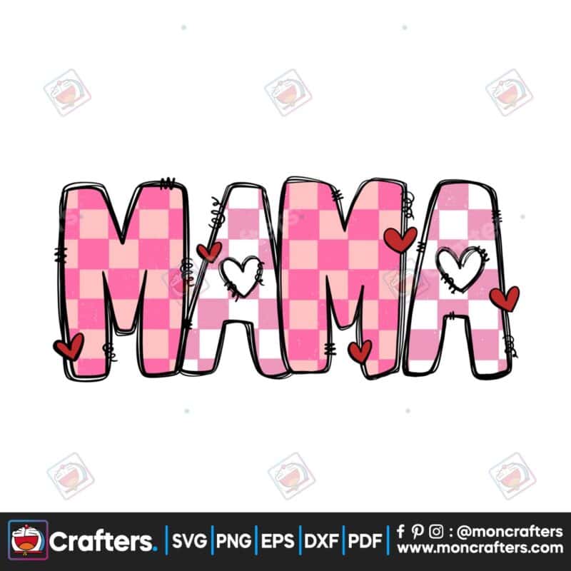 mama-checkered-pink-valentine-doodle-png