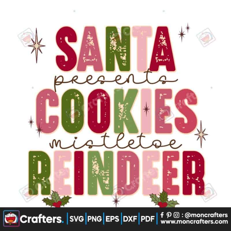 santa-mistletoe-reindeer-retro-christmas