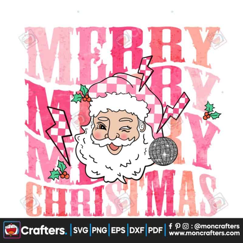 merry-christmas-retro-pink-santa-claus