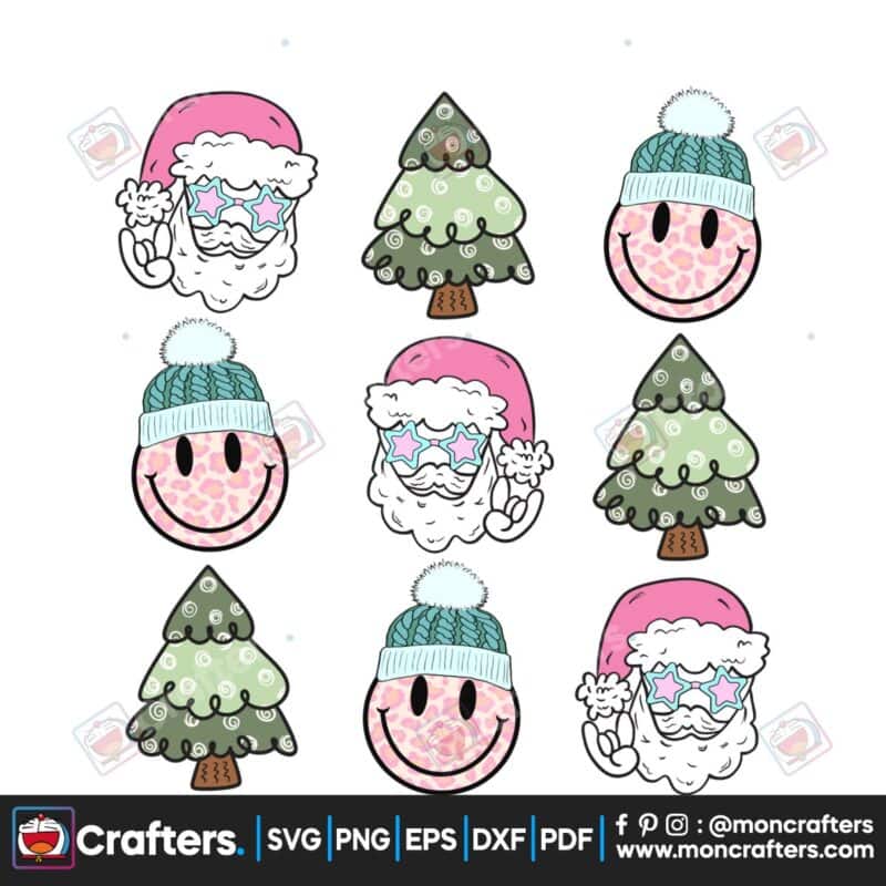 retro-merry-christmas-tree-santa-cute