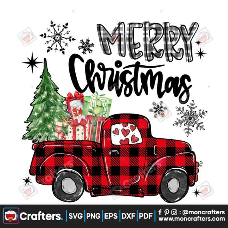 merry-christmas-tree-plaid-red-truck-png