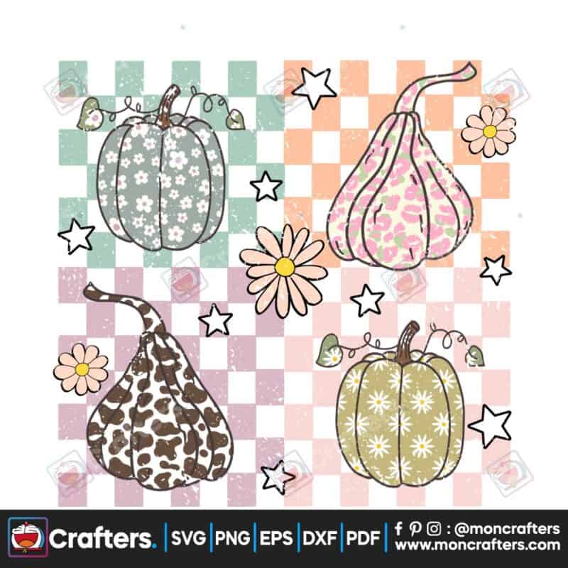 retro-pumpkin-season-checkered-png