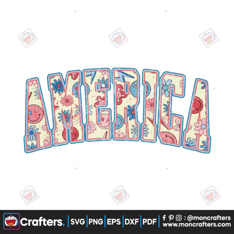 america-retro-flower-sublimation