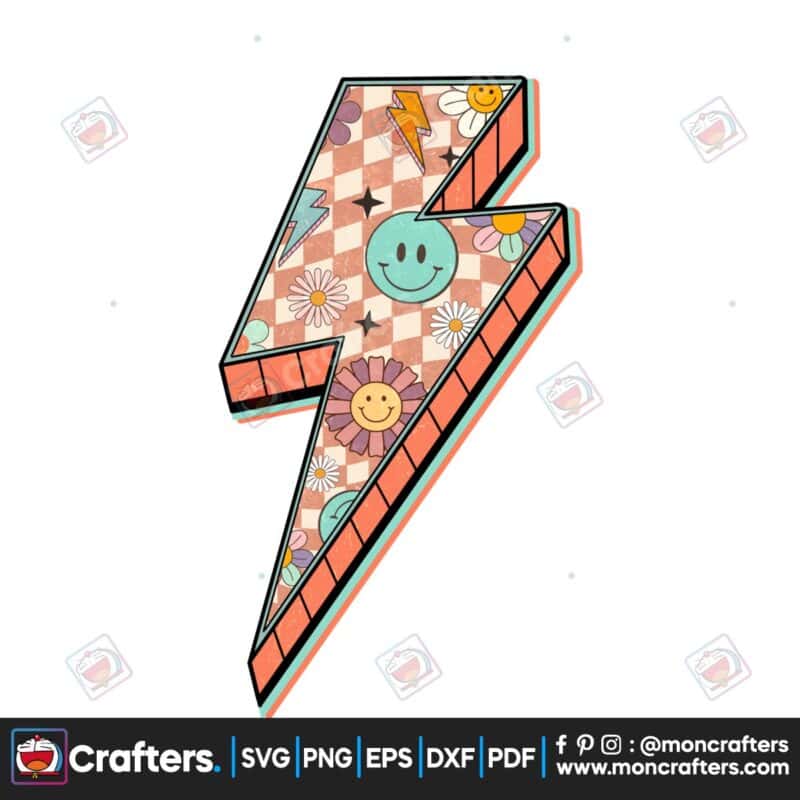 retro-flowers-groovy-checker-lightning