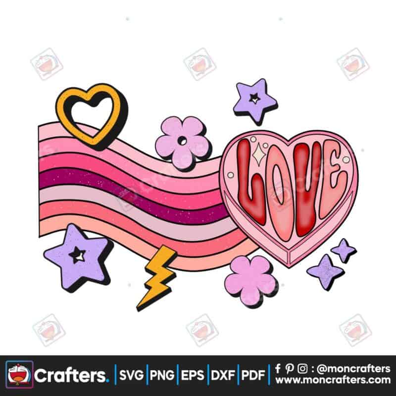 love-valentine-rainbow-retro-groovy-png