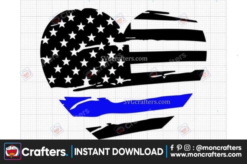 police-heart-svg-heart-blue-line-svg